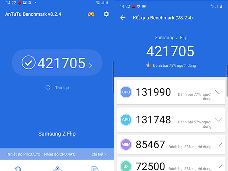 Điện thoại Samsung Galaxy Z Flip | Điểm Antutu Benchmark Điện thoại Samsung Galaxy Z Flip | Điểm Antutu Benchmark