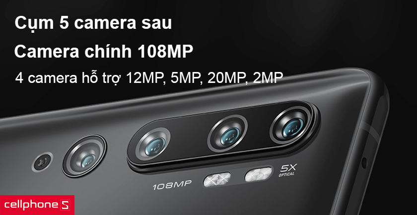 Xiaomi Mi Note 10 trang bị cụm 5 camera sau siêu khủng