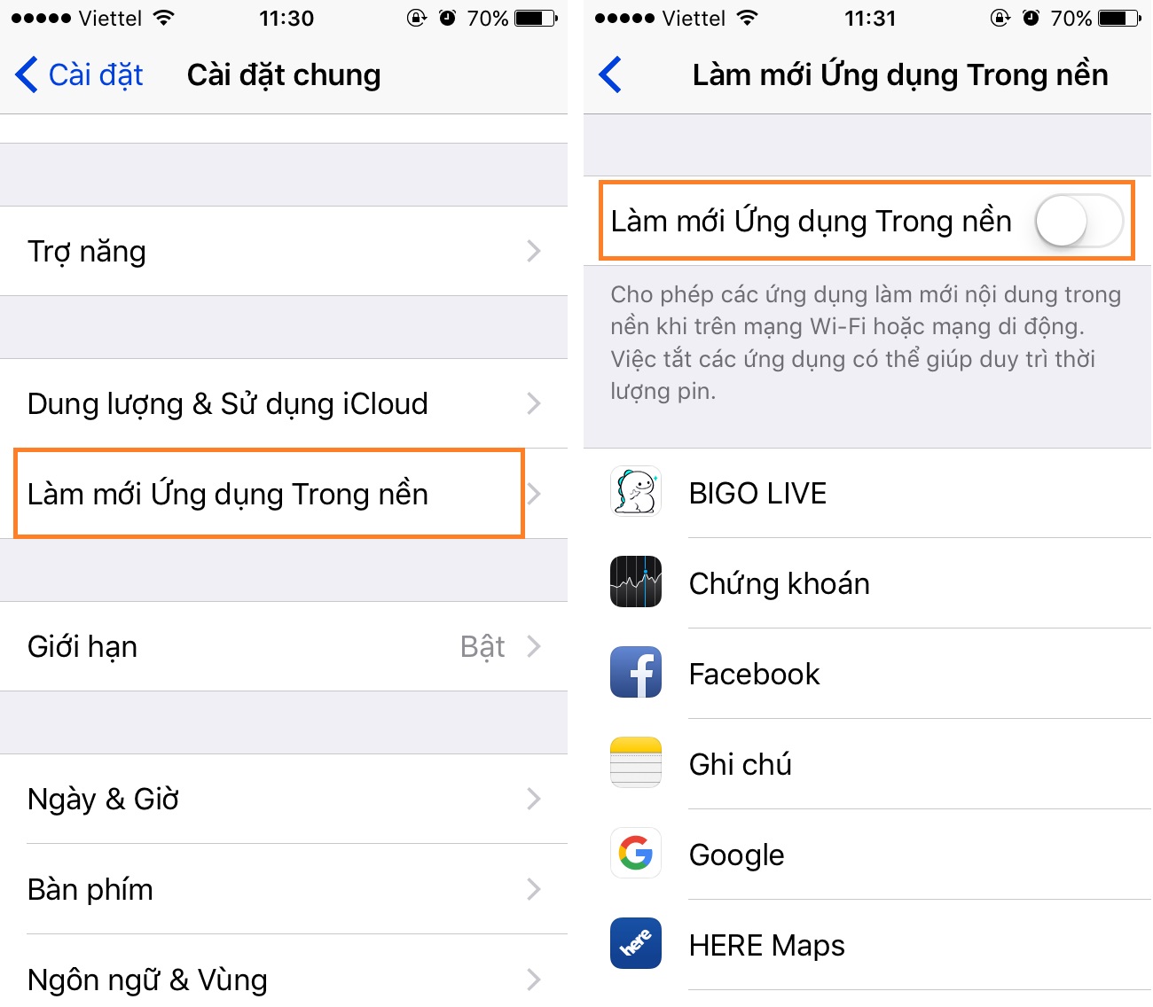 Làm mới ứng dụng trong nền là gì? Nó có gây hao Pin hay không?