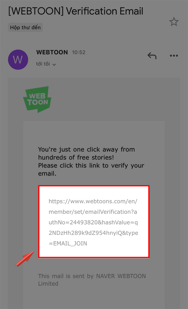 Webtoon là gì? Hướng dẫn tạo tài khoản đọc truyện Webtoon Vào Email mà bạn đăng ký, nhấp vào đường link trong nội dung mail.