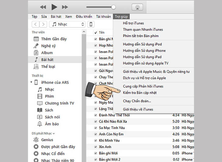 Kết nối bằng iTunes