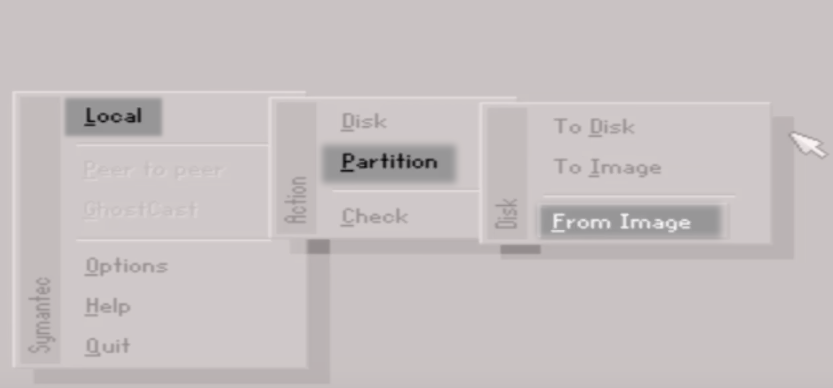 chọn Local > Partition > From Image chọn Local > Partition > From Image