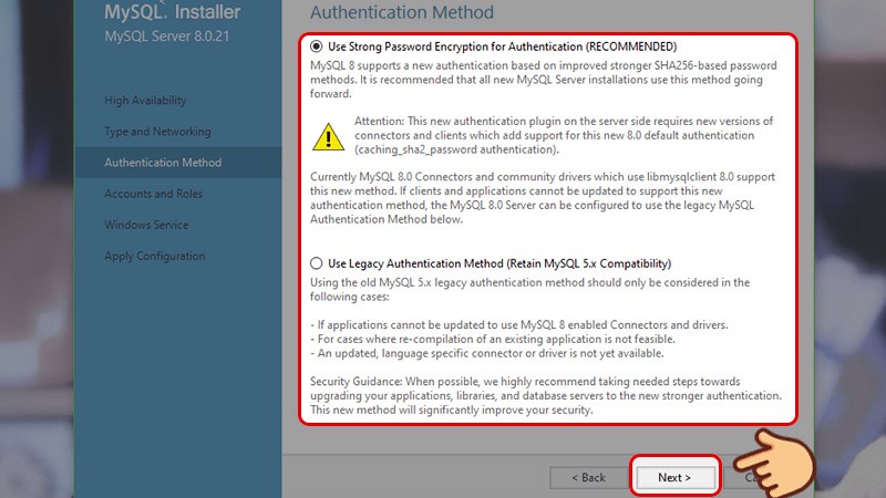 Tại mục Phương thức chứng thực (Authentication method) chọn đặt mật khẩu khi sử dụng hay sử dụng chung Tại mục Phương thức chứng thực (Authentication method) chọn đặt mật khẩu khi sử dụng hay sử dụng chung