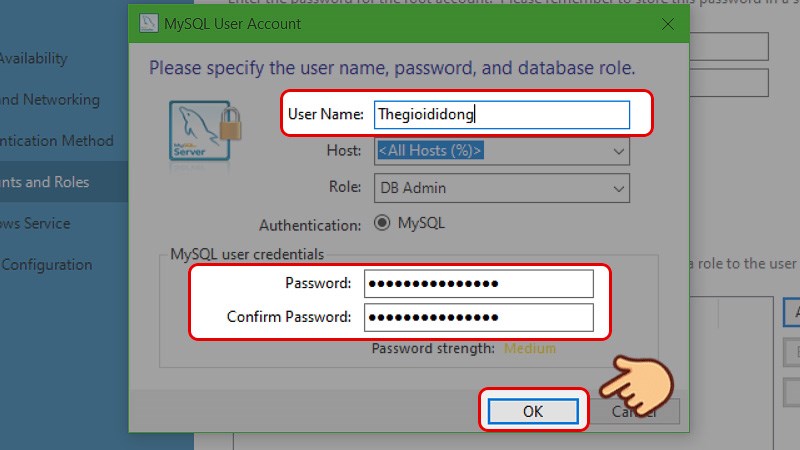 Đặt tên tài khoản và nhập mật khẩu. Kế tiếp chọn Next Đặt tên tài khoản và nhập mật khẩu. Kế tiếp chọn Next