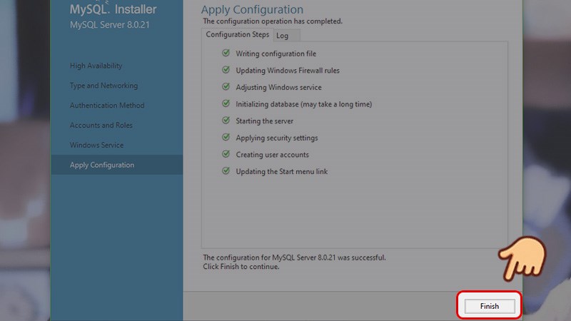 Chọn Finish để kết thúc quá trình thiết lập bảo mật Chọn Finish để kết thúc quá trình thiết lập bảo mật