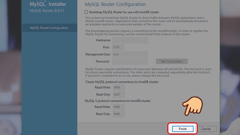 Chọn Finish Chọn Finish
