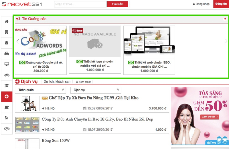 Top 9 website bất động sản nổi tiếng nhất Việt Nam hiện nay Vị trí hiển thị của tin dịch vụ trên website RaoVat321.com
