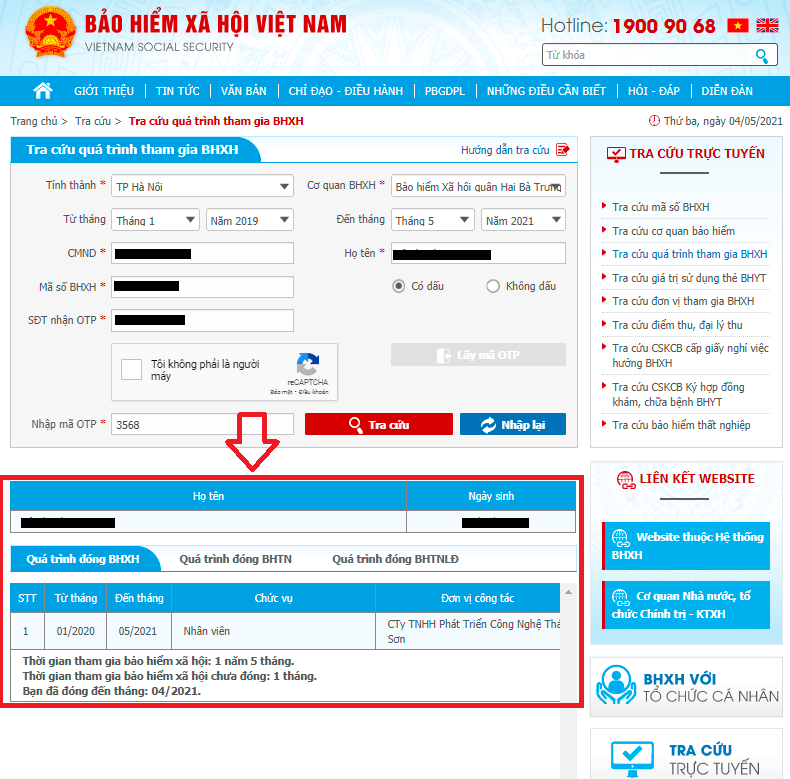 Cách tra cứu quá trình tham gia BHXH đơn giản, miễn phí cho người lao động và doanh nghiệp Kết quả tra cứu quá trình tham gia BHXH trực tuyến được trả về .