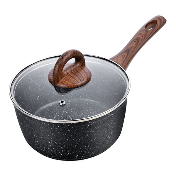 Chảo Nhôm Sâu Lòng Chống Dính Baum Marble 1 Tay Cầm, Nắp Thủy Tinh Lock&amp;Lock  LBU1181 18cm | Tiki