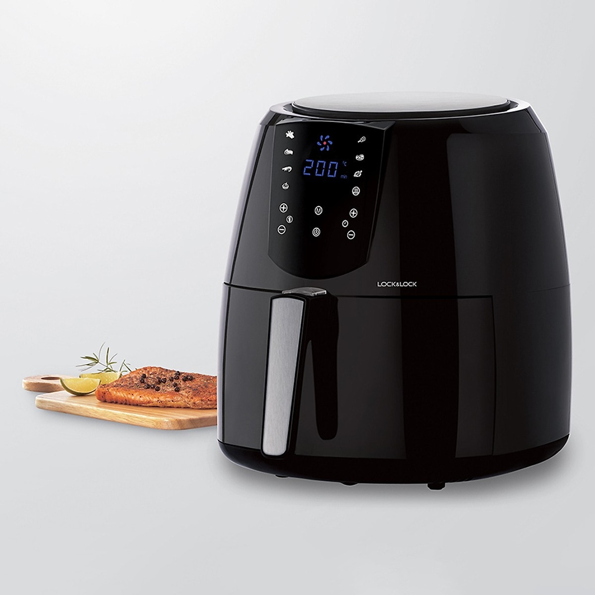 Chảo chiên không dầu loại tốt nhất hiện nay !!! Nồi chiên không dầu Lock&Lock EJF351BLK (5.2L) (đen) - NOVADIGITAL