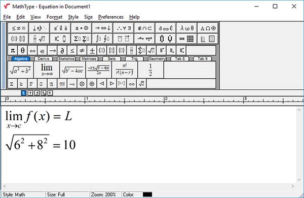 Giao diện làm việc chính trên Mathtype 7.4.2 Giao diện làm việc chính trên Mathtype 7.4.2