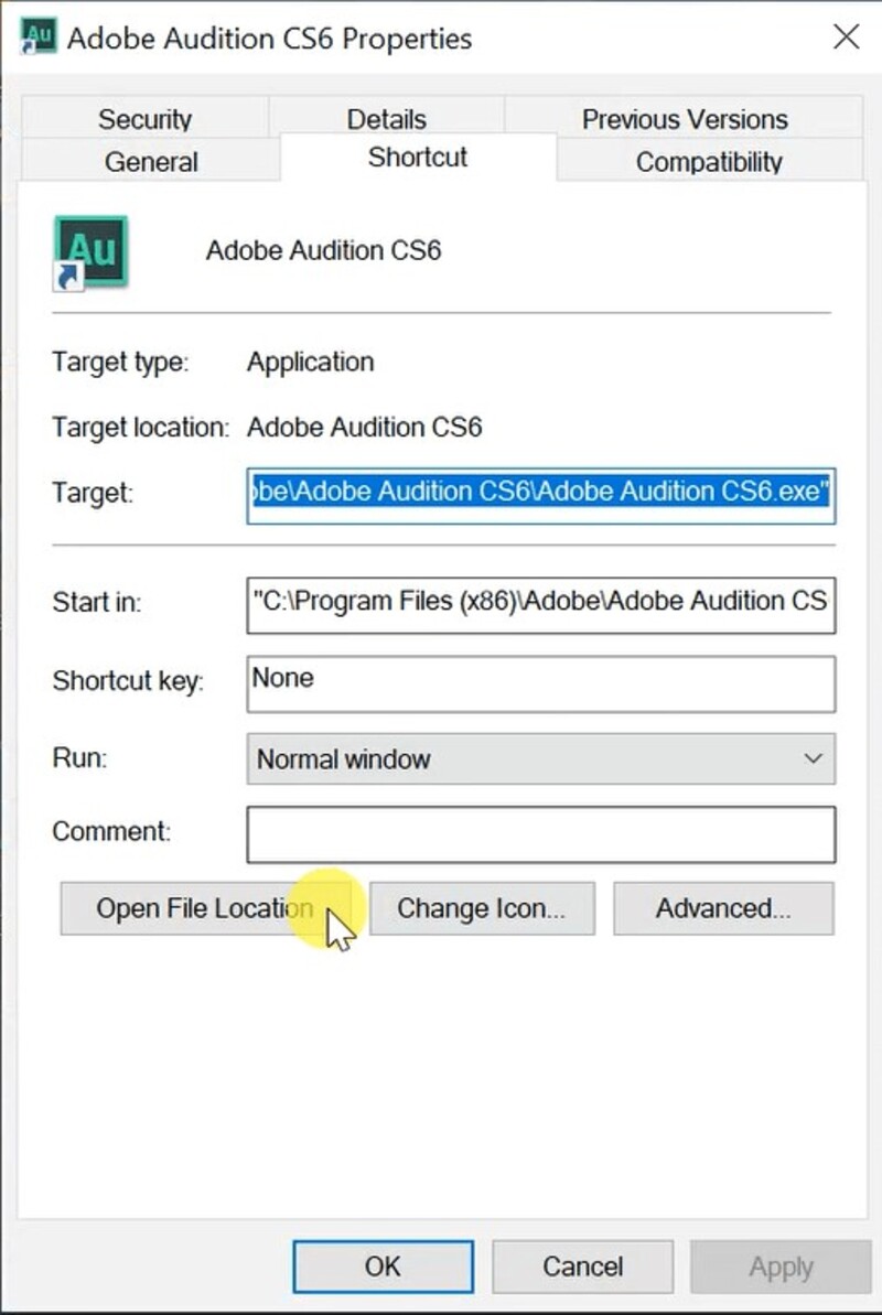 Cửa sổ Adobe Audition properties Cửa sổ Adobe Audition properties