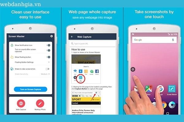 Ứng dụng chụp ảnh màn hình điện thoại Screen Master 5 Ứng dụng chụp ảnh màn hình điện thoại Screen Master 5