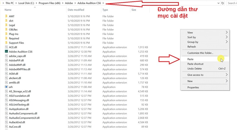Vào đường dẫn chứa file Adobe Audition CS6 Vào đường dẫn chứa file Adobe Audition CS6