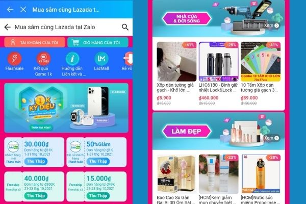 Mua sắm cùng Lazada trên ứng dụng Zalo Mua sắm cùng Lazada trên ứng dụng Zalo